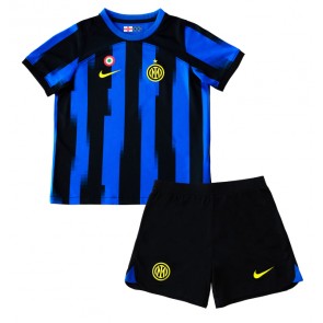 Inter Milan Koszulka Podstawowych Dziecięca 2023-24 Krótki Rękaw (+ Krótkie spodenki)